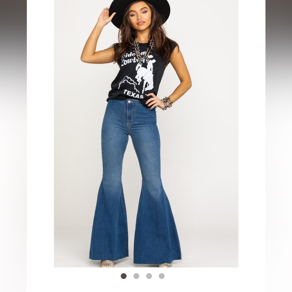 NWT FREE PEOPLE WOMEN'S DARK WASH HIGH RISE JUST FLOAT ON FLARE JEANS